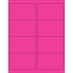 4 x 2 1/2" Fluorescent Pink Rectangle Laser Labels