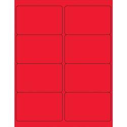 4 x 2 1/2" Fluorescent Red Rectangle Laser Labels