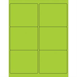 4 x 3 1/3" Fluorescent Green Rectangle Laser Labels