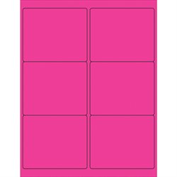 4 x 3 1/3" Fluorescent Pink Rectangle Laser Labels