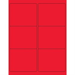 4 x 3 1/3" Fluorescent Red Rectangle Laser Labels