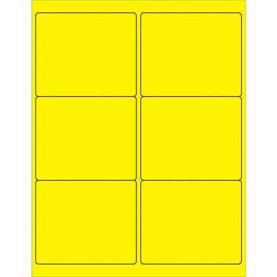 4 x 3 1/3" Fluorescent Yellow Rectangle Laser Labels