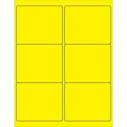 4 x 3 1/3" Fluorescent Yellow Rectangle Laser Labels