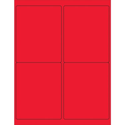 4 x 5" Fluorescent Red Rectangle Laser Labels
