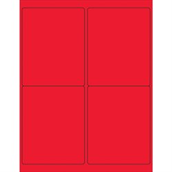 4 x 5" Fluorescent Red Rectangle Laser Labels