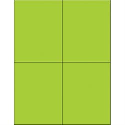 4 1/4 x 5 1/2" Fluorescent Green Rectangle Laser Labels