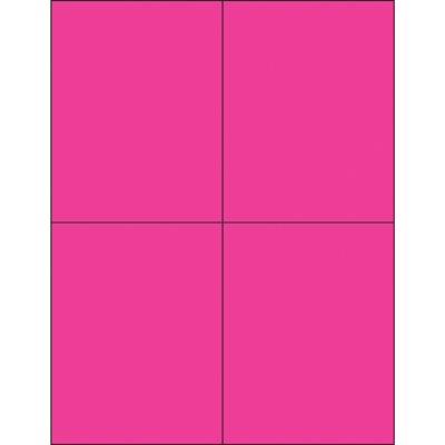 4 1/4 x 5 1/2" Fluorescent Pink Rectangle Laser Labels