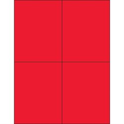 4 1/4 x 5 1/2" Fluorescent Red Rectangle Laser Labels