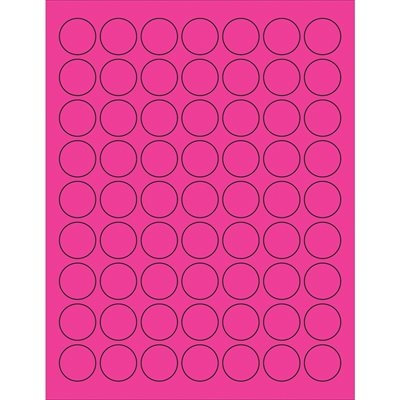 1" Fluorescent Pink Circle Laser Labels