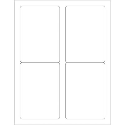 3 1/2 x 5" White Removable Rectangle Laser Labels