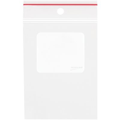 3 x 5" - 4 Mil Minigrip® White Block Reclosable Poly Bags w/ Hang Holes