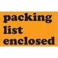 3 x 5" - "Packing List Enclosed" (Fluorescent Orange) Labels