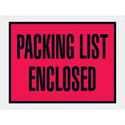 4 1/2 x 6" Red (Open End) "Packing List Enclosed" Envelopes