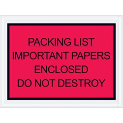 4 1/2 x 6" Red "Important Papers Enclosed" Envelopes