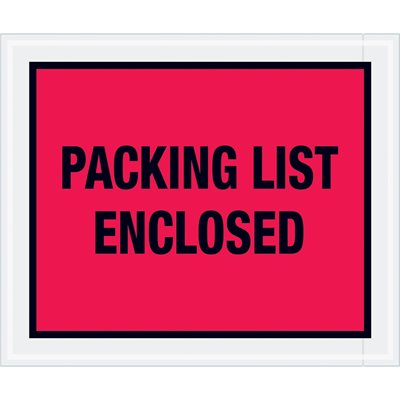 10 x 12" Red "Packing List Enclosed" Envelopes
