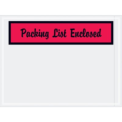 4 1/2 x 6" Red "Packing List Enclosed" Envelopes