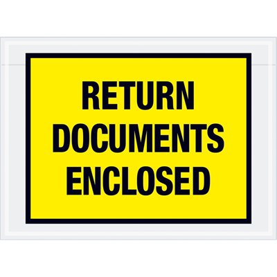7 1/2 x 5 1/2" Yellow "Return Documents Enclosed" Envelopes