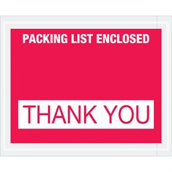 4 1/2 x 5 1/2" Red "Packing List Enclosed - Thank You" Envelopes