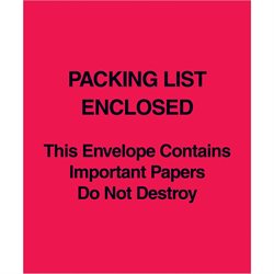 5 x 6" Red (Paper Face) "Packing List Enclosed This Envelope Contains…"