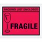 4 1/2 x 5 1/2" Red "Packing List Enclosed - Fragile" Envelopes