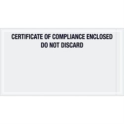 6 x 11" "Certificate of Compliance Enclosed" Transportation Envelopes