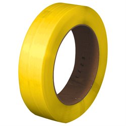 1/2" x .022 x 7200' Yellow 16 x 6" Core Hand Grade Polypropylene Strapping - Embossed