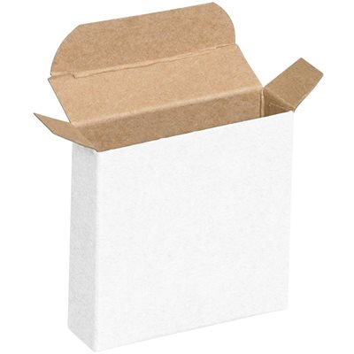 3 1/4 x 1 3/16 x 3 1/4" White Reverse Tuck Folding Cartons