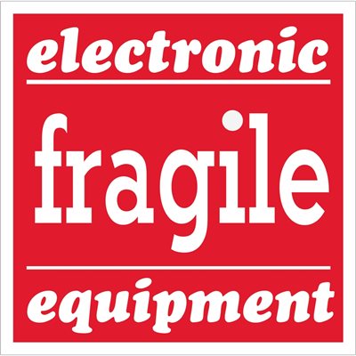 4 x 4" - "Fragile - Electronic Equipment" Labels