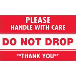 3 x 5" - "Do Not Drop - Please Handle With Care" Labels