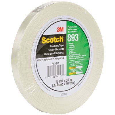 1/2" x 60 yds. (12 Pack) 3M 893 Strapping Tape