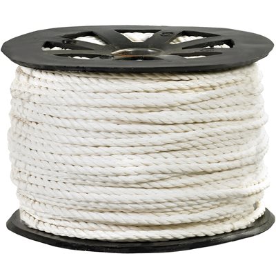 1/4", 1,150 lb, White Twisted Polypropylene Rope